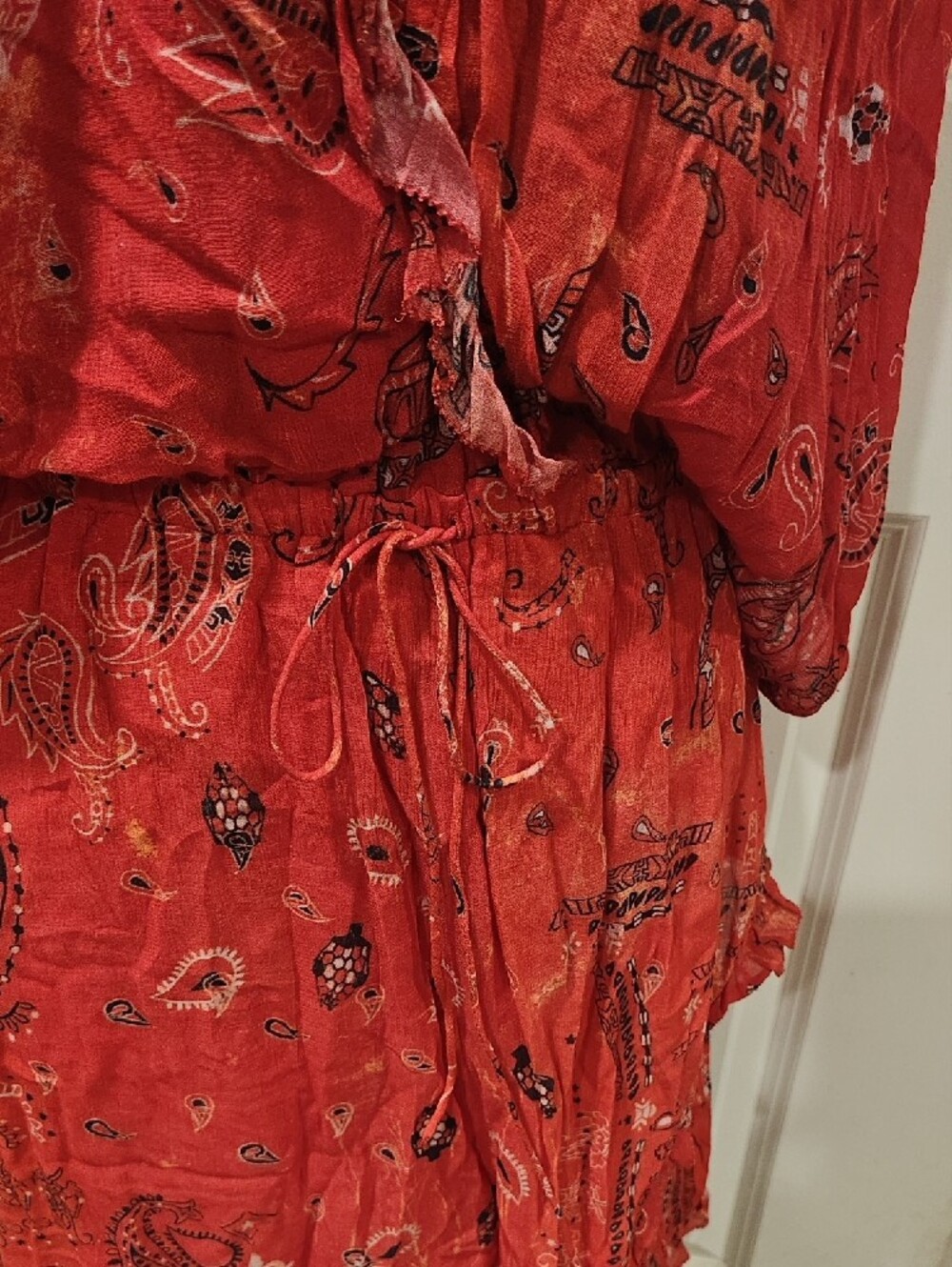 IRO Red Paisley Ruffle-Trim Robe - Picture 3 of 7